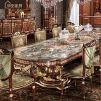 Ensembles de salle à manger de style rococo européen, meilleur prix, table et chaises de salle à manger blanches, plateau en marbre, ensemble de table basse en bois massif