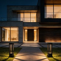 Borne lumineuse LED moderne IP65 en aluminium étanche pour jardin pelouse 120-277V blanc chaud éclairage paysager extérieur décoratif