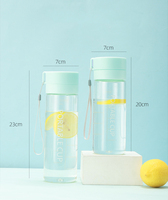 Bouteille d'eau ronde en plastique givré de 600/800 ml, sans BPA, grande capacité, Sport, Transparent, passoire à thé Portable, tasses à eau