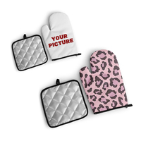 Cadeau Ensemble de gants de four Sublimation Anime Personnalisé Gants de cuisine écologiques Gants de four Sublimation Pot Holder