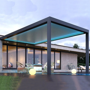 Pérgola de fibra de vidrio de persiana impermeable de aluminio para exteriores moderna de lujo, pérgola de madera de plástico, pérgola de ratán - Product Image 3