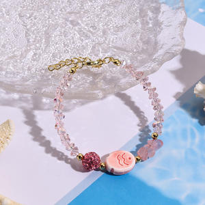 Pulsera de cristal de piedra <span class=keywords><strong>natural</strong></span> irregular tejida a mano al por mayor, pulsera ajustable con cuentas de grava, pulsera de concha de estrella de mar - Product Image 5
