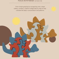 Juguetes Educativos Personalizados al por Mayor OEM y ODM, Rompecabezas de Dinosaurios de Silicona de Grado Alimenticio Libres de BPA para Niños de 2 a 4 Años, para Aprender y Jugar