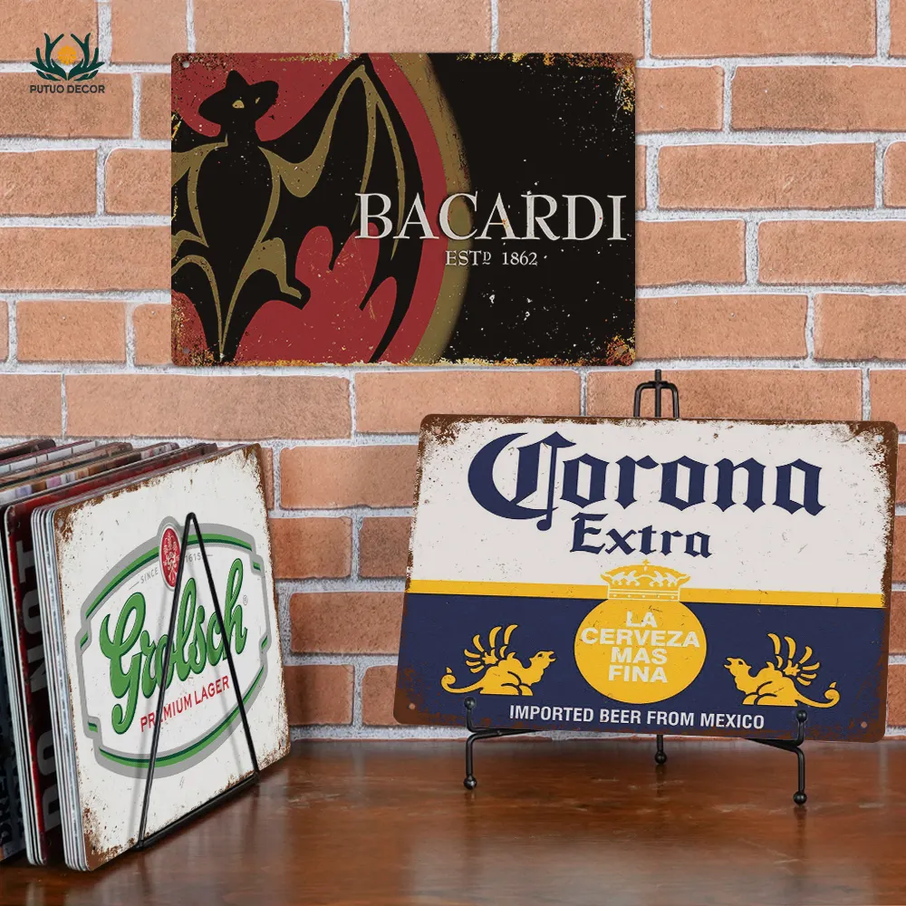 Putuo Decor Atacado Craft Brew Vintage Tin Sign Retro Metal Wall Art Com Cerveja Marca Bar e Pub Decor