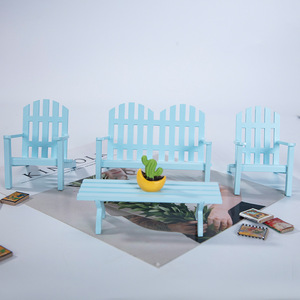 Mini casa de muñecas Mini escena DIY decoración miniatura mesa de estacionamiento de madera silla modelo de simulación adornos artesanales de madera hechos a mano - Product Image 2