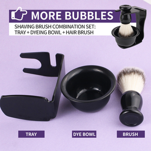 Ensemble de Brosse à Raser avec Bol à Savon Moussant en Silicone Amovible, Outil de Soin du Visage, Porte-Rasoir, Nettoyage Masculin, Finition Mate en Plastique - Product Image 3