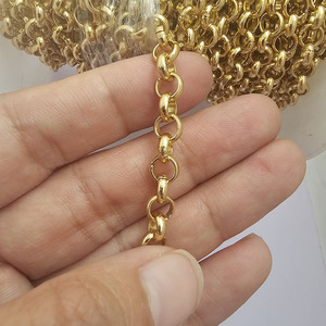 BCL133 Chaînes à maillons Rolo ronds en alliage d'<span class=keywords><strong>aluminium</strong></span> plaqué or mat épais, fournitures de bijoux populaires - Product Image 4