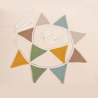 Guirlande de fanions en crêpe de coton pour anniversaire, décoration de chambre d'enfant, drapeaux de fête de maternelle, fanions triangulaires suspendus