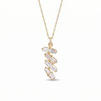 Collier en cuivre serti de diamants pour femmes - Collier en cuivre avec pendentif en zircon - Vente en gros d'usine