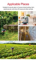 Répulsif Solaire pour Animaux avec Détecteur de Mouvement, Ultrasons, Lampe Torche, 3 Haut-parleurs 129 dB pour Ferme et Jardin