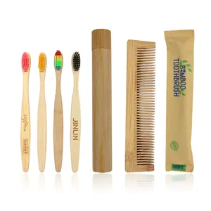 Bpa Free Eco Friendly Disposable Customized Logo Teeth Brush Comb Set Hotel Amenities Bamboo Toothbrush Kit With Private Label