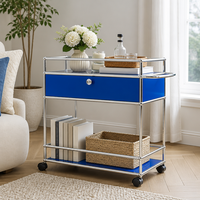 Chariot roulant modulaire en métal violet avec tiroir, cadre chromé, table d'appoint pour salon et chambre, en acier, taille et couleur personnalisables