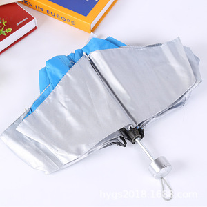 Parapluie de voyage manuel argenté en promotion, impression de logo, 7 ou 8 baleines, pliable anti-UV, pour vente en gros en usine AD - Product Image 4