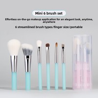 Kit de 6 pinceaux de maquillage professionnels portables pour le visage et les yeux, poils synthétiques de haute qualité, fond de teint, poudre, fard à paupières, eye-liner