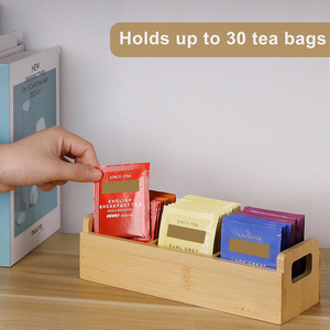 Bamboo Tea Storage Box 3 Compartments 12L <b>Desktop</b> Organizer For Tea Bags And Snacks - Product Image 4