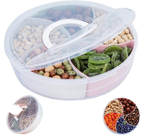 Conteneur de stockage alimentaire portable moderne OEM à 5 compartiments hermétiques de 1 à 3 L avec couvercle et poignée, plateaux pour fruits, collations, légumes, plateau de service