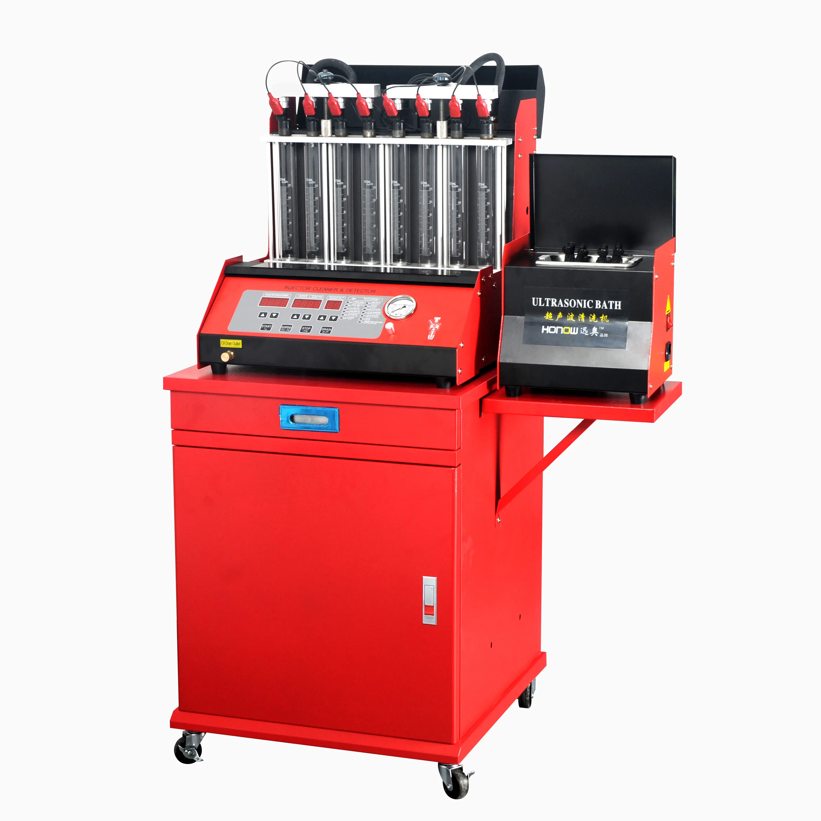 Automatic 8 Cylinder Fuel Injector Analyzer and Cleaner, Gasoline Injection Test and Ultrasonic Clean Machine