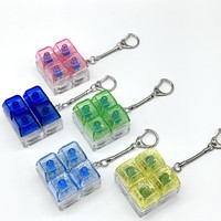 Clavier mécanique 4 touches LED anti-stress, jouet sensoriel, pendentif porte-clés en PC transparent, accessoire de bureau, cadeau de vacances pour adultes et enfants