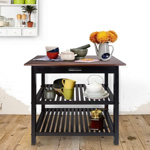 Estante <span class=keywords><strong>de</strong></span> cocina con manoplas para el hogar, estante <span class=keywords><strong>de</strong></span> almacenamiento informal con encimera <span class=keywords><strong>de</strong></span> madera dura <span class=keywords><strong>de</strong></span> estilo americano - Product Image 3