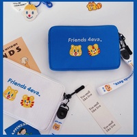 Dompet Koin Kartun Korea Lucu untuk Anak Perempuan, Dompet Kecil dengan Ritsleting, Kantong Poliester, Tempat Ponsel, Uang Receh, Tas Mini Genggam