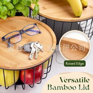 Wire Fruit <b>Basket</b> <b>Large</b> Capacity Round Standing Eco Friendly Food Container for Kitchen <b>Storage</b> - Product Image 4