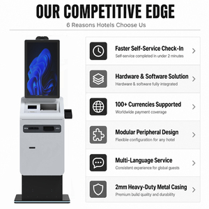 Bodenstehender Touch-Self-Service-Check-in- und Zahlungskiosk mit Bargeldrecycling, Pass-Scanner und Belegdrucker <span class=keywords><strong>für</strong></span> eine Komplettlösung - Product Image 1