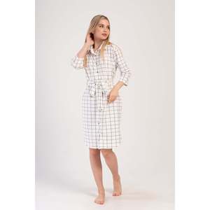 Chemise Tunique KADIN LYC SUPREM à Col Entièrement Boutonné 3/4 Manches ETEGI Ovale - Blanc Cassé - Product Image 2
