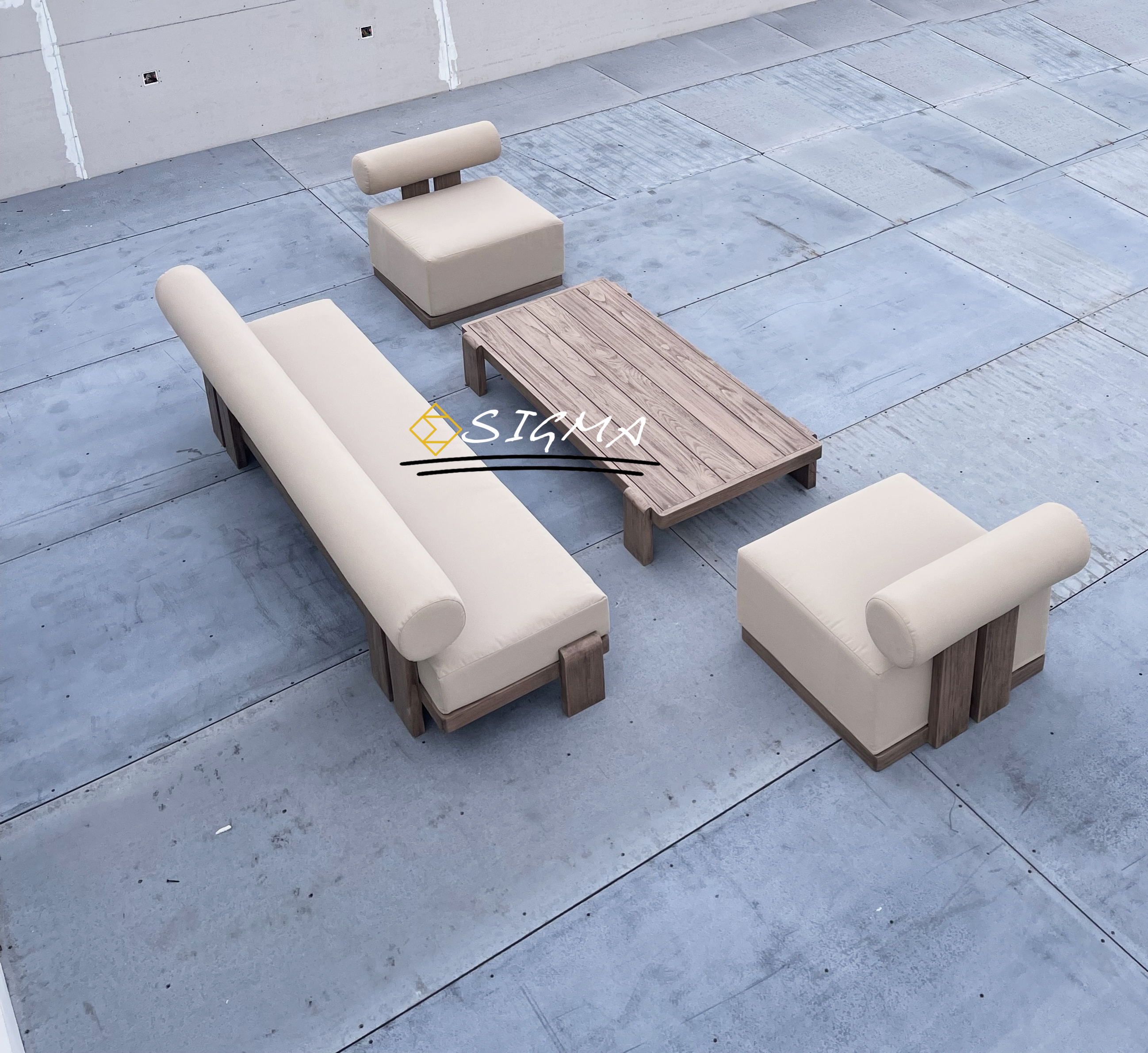 Outdoor Furniture Garden Sofa Modern Sofa  Patio Furniture Set Solid Teak  Wooden Frame Garden  Sofa Set