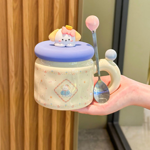 Regalo di Compleanno per Ragazze, Regalo per la Festa dei Bambini, Confezione Regalo per Migliore Amica, <span class=keywords><strong>Tazza</strong></span> in Ceramica a Forma di <span class=keywords><strong>Orso</strong></span> Carino con Coperchio - Product Image 6
