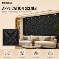 Panneau mural 3D en PVC aspect marbre noir MORLENX, revêtement mural décoratif facetté pour suite d'hôtel, intérieur de luxe