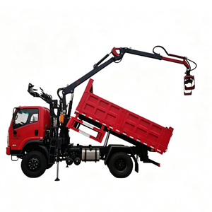 Camion benne basculante hydraulique 4x2 HOWO de Chine avec grue à bras articulé et grappin intégré - Product Image 1