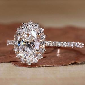 Gia Igi certificata CVD HPHT Lab diamante coltivato 14k/18k oro massiccio taglio ovale solitario anello di fidanzamento per le donne - Product Image 2