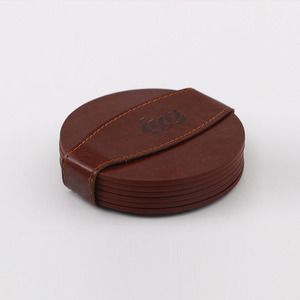 High Quality Customized Print Soft Round Leather coaster With logo Luxury Leather Cup coaster for Drinks Coffee Beer