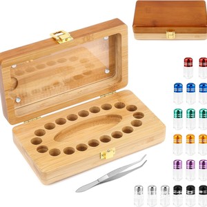 Caja rectangular de madera maciza para dientes de leche con tapa de cristal y pinzas para guardar y coleccionar dientes - Product Image 2