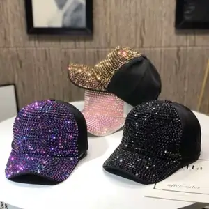 2024 Spring And Autumn Hot Selling Fashion 6 -Panel Popular Solid Cotton Baseball Cap With Diamond Outdoor Leisure Baseball Cap