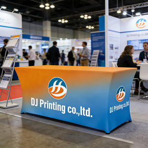 Nappe personnalisée avec logo <span class=keywords><strong>d</strong></span>'entreprise sur mesure, bannière de table extensible en spandex de 6 pi et 8 pi pour salon professionnel, événement, housse de table tréteau - Product Image 3