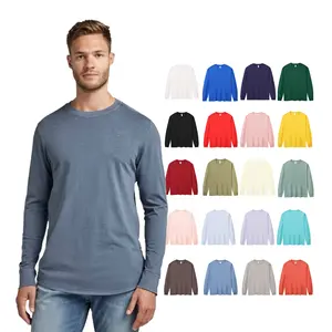 Nouveautés conception personnalisée 100% coton 230g t-shirt de marque à manches longues t-shirts unisexe pour hommes t-shirt imprimé