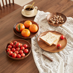 Nouvelles assiettes rondes en bois d'acacia très vendues, vaisselle de cuisine, assiettes à dessert, assiettes à fruits, assiettes à gâteau, assiettes à salade - Product Image 5