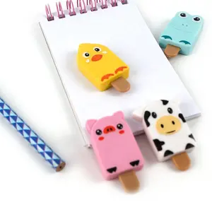 Hot selling good quality birds pigs cows and frogs shape 3d cartoon cut fancy animal eraser
