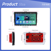 Lecteur MP5 Podofo 2Din 9 pouces pour Volkswagen Autoradio Radio de voiture CarPlay sans fil et Android Auto BT Commande au volant
