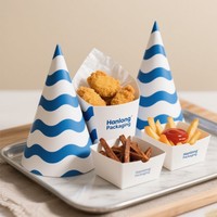 Caja de carne de pollo Halal frita reciclada OEM, tinta de soja de grado alimenticio, caja de patatas fritas de comida congelada fragante deliciosa de pollo