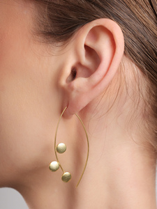 Pendientes de aro con diseño de arco en oro marquesa, joyería de moda minimalista y escultural, estilo moderno y ligero. - Product Image 6