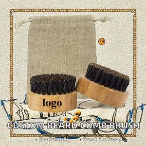 Custom Logo Men's Mustache & Beard Comb <b>Brush</b>-<b>Bamboo</b> Handle Nylon Bristles Eco-Friendly Travel-Friendly Safety - Product Image 2