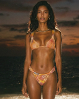 Ensemble bikini deux pièces personnalisé pour femme, recyclé, à motifs floraux brillants, avec bretelles nouées, côtés froncés et coupe haute, maillot de bain de plage