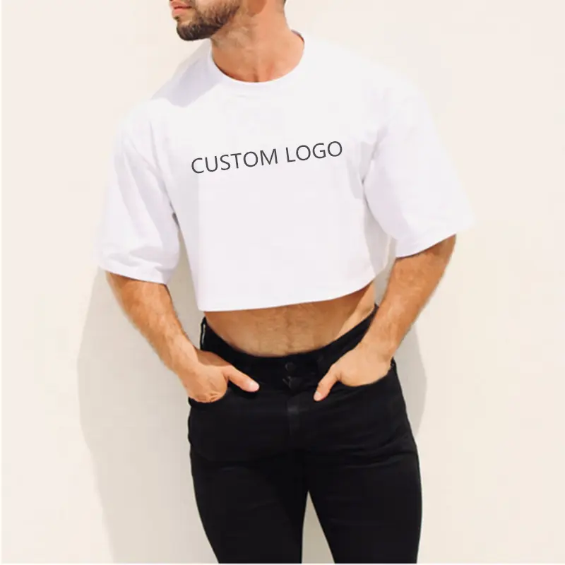 Paton Kleding Fabrikant Custom Oversized Crop Top Voor Mannen Stijl Cropped Hoodie T Shirt Mannen