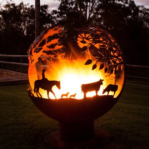 Brasero Esférico de Acero Corten con Diseño de Ciervo Metálico Antiguo, Independiente, Rústico, Ecológico, para Uso Interior/Exterior - Product Image 6