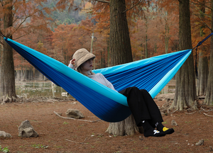 Double <span class=keywords><strong>hamac</strong></span> gonflable Portable anti-renversement, balançoire d'extérieur, adulte, enfant, léger, simple, camping en plein air, moustiquaire - Product Image 5