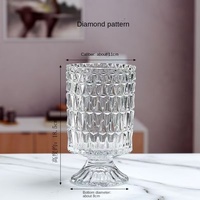 Vase en verre cristal rétro de style européen moderne, sur pieds hauts, pour hydroponie, décoration de table, vente en gros, ornements floraux pour la maison, mariage, style INS