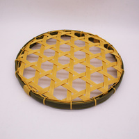 Panier rond en PP tissé, aspect bambou, qualité alimentaire, résistant à la moisissure, imperméable, durable, facile à nettoyer, pour comptoir de cuisine, utilisation pour les fruits