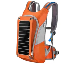 male outdoor tactical orange solar hydration backpack for hiking